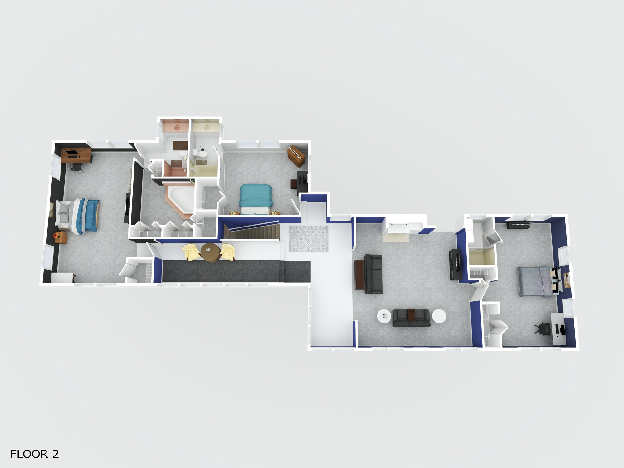 colored three dimensional floorplan